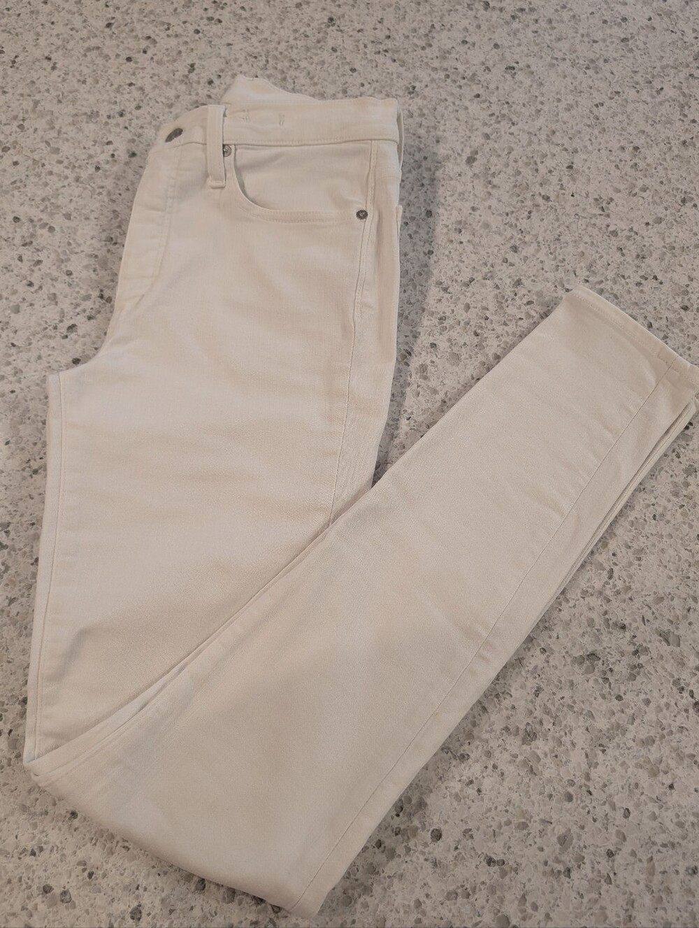 Madewell 27 High Rise Skinny Jeans White Denim Stretch Pants Neutral High Waist